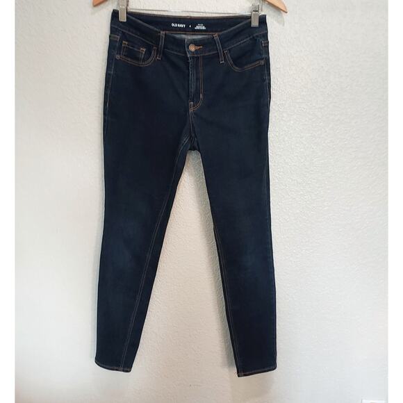 Old Navy 'Rock Star' Super Skinny Midrise Stretch Jeans Dark Wash Size 4 - Picture 2 of 9